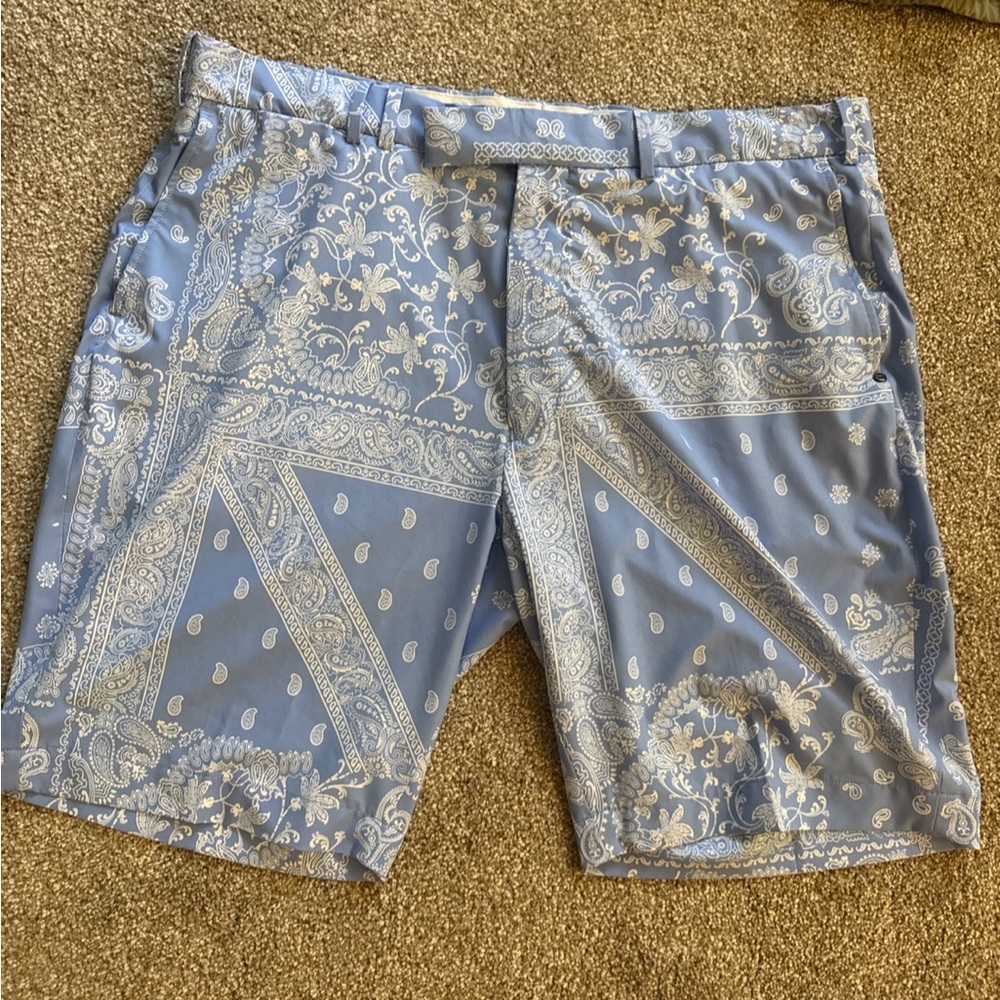 RLX Ralph Lauren Blue and White Patterned Athletic Shorts